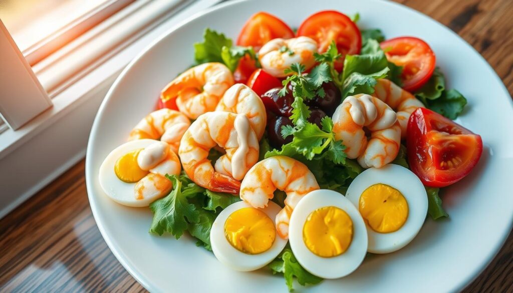 Assembling Shrimp Louie Salad Crab And Shrimp Louie Salad