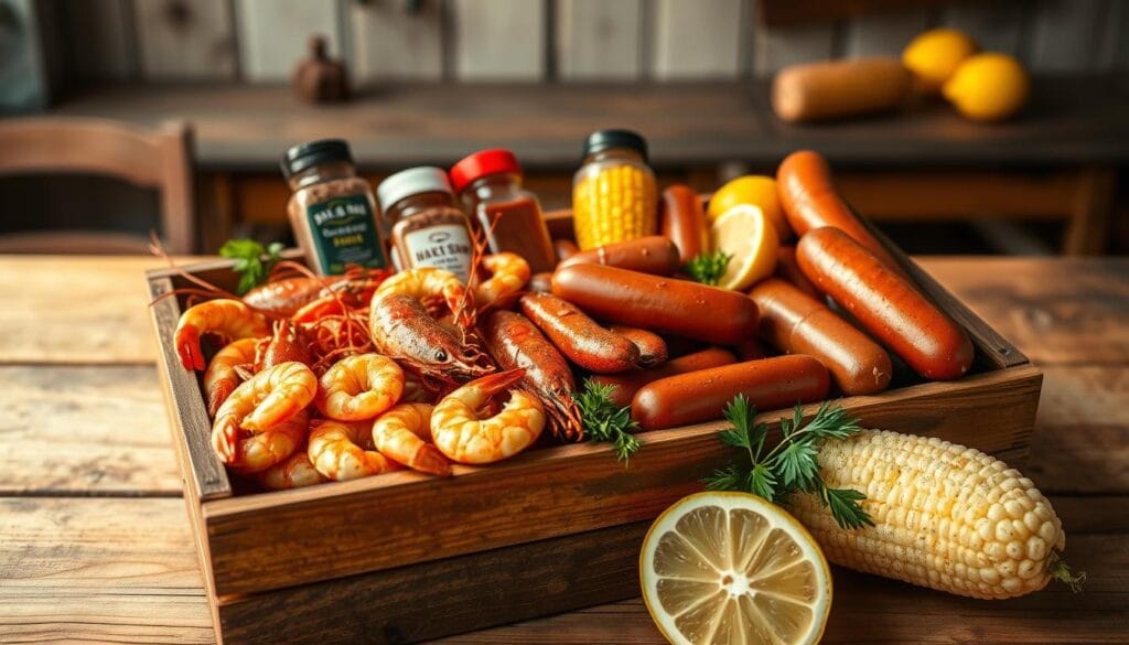 Cajun seafood boil ingredients Crab Lobster Shrimp Boil