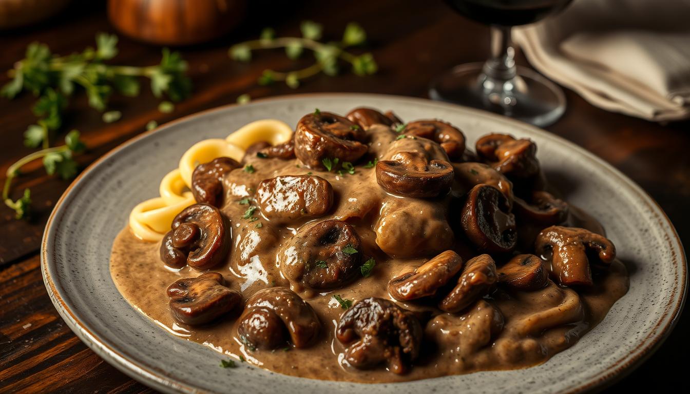 creamy beef Stroganoff