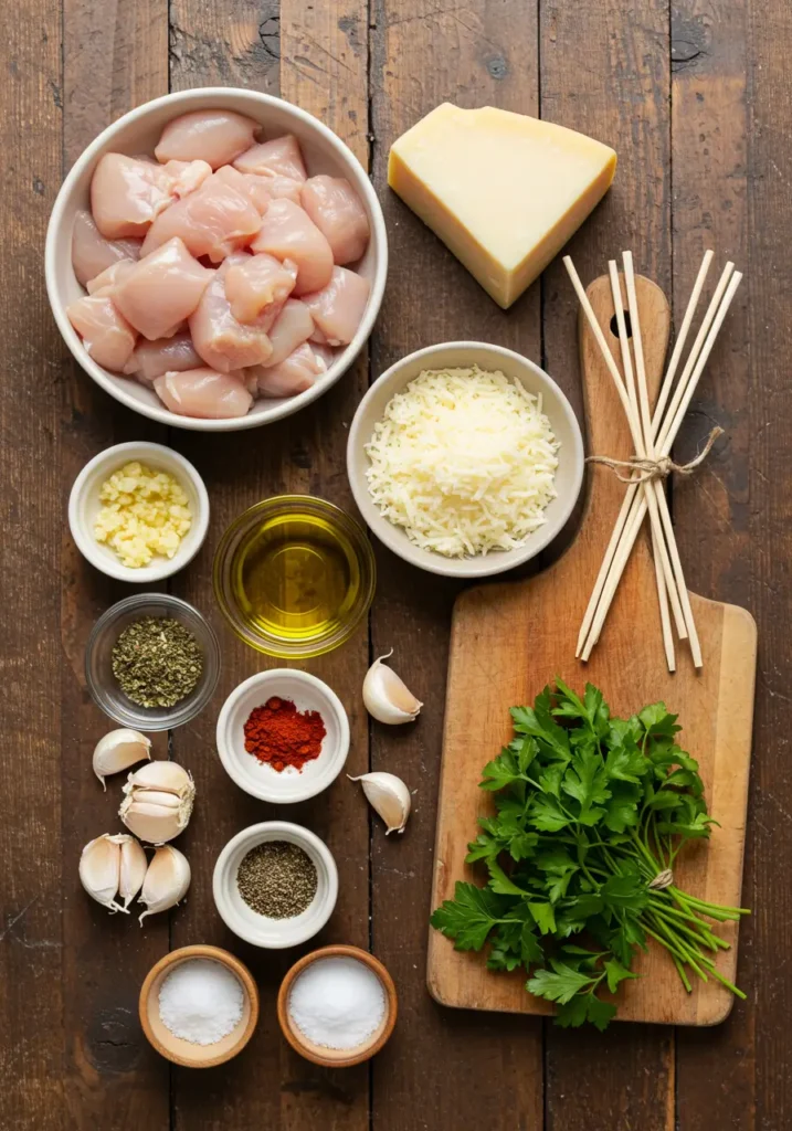 Garlic parmesan chicken skewers