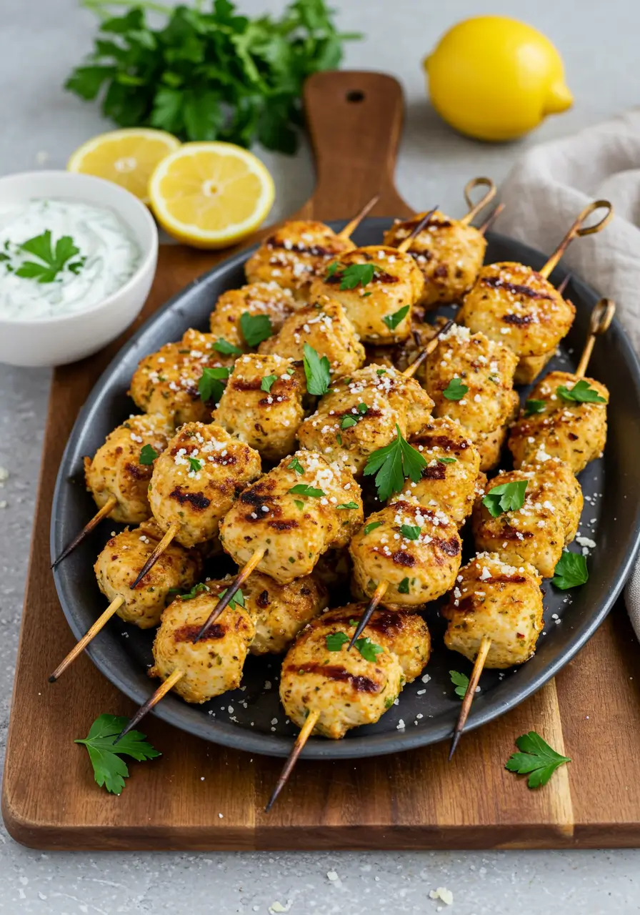 Garlic parmesan chicken skewers