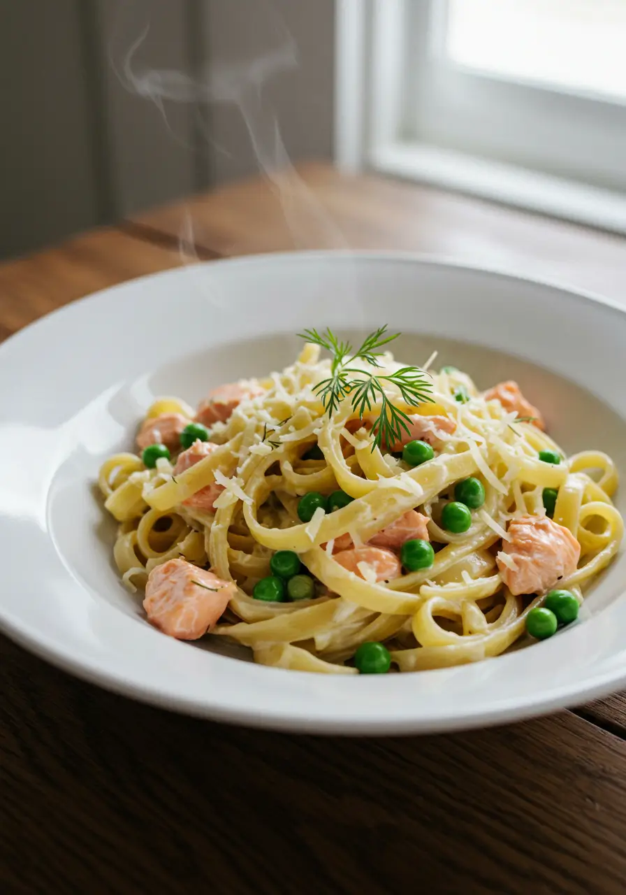 Pasta with Salmon Peas Recipe