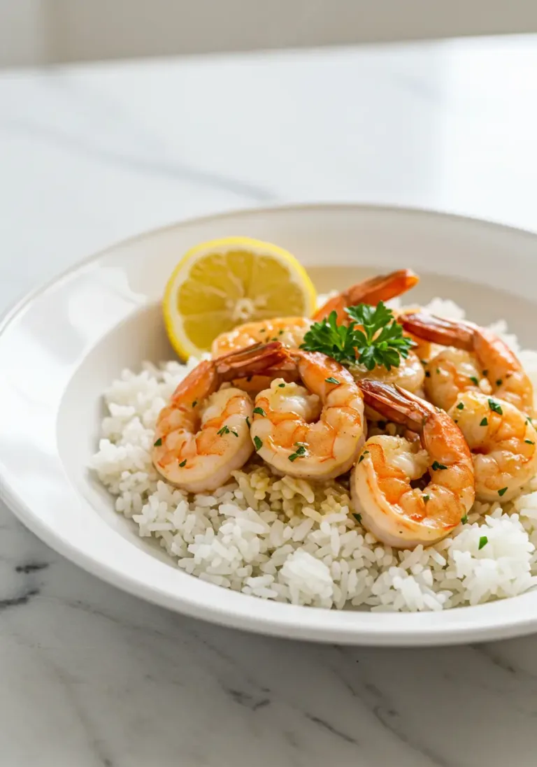 Creamy Garlic Butter Shrimp with Rice