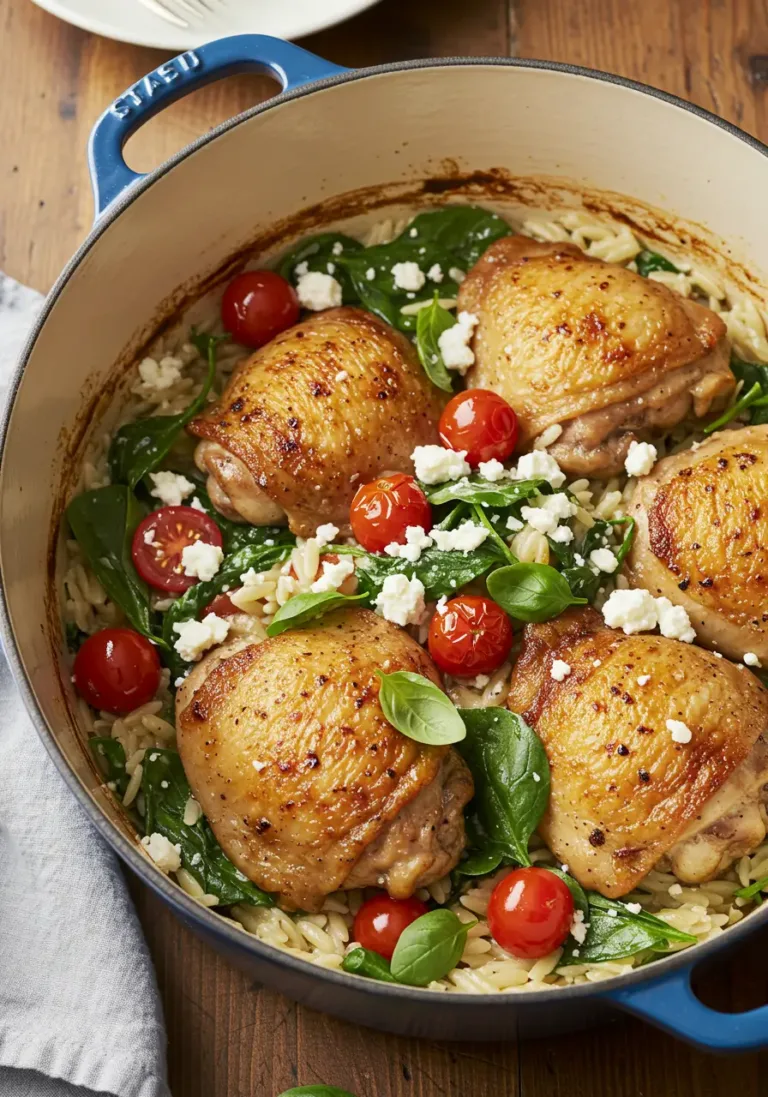 One Pot Greek Chicken and Orzo
