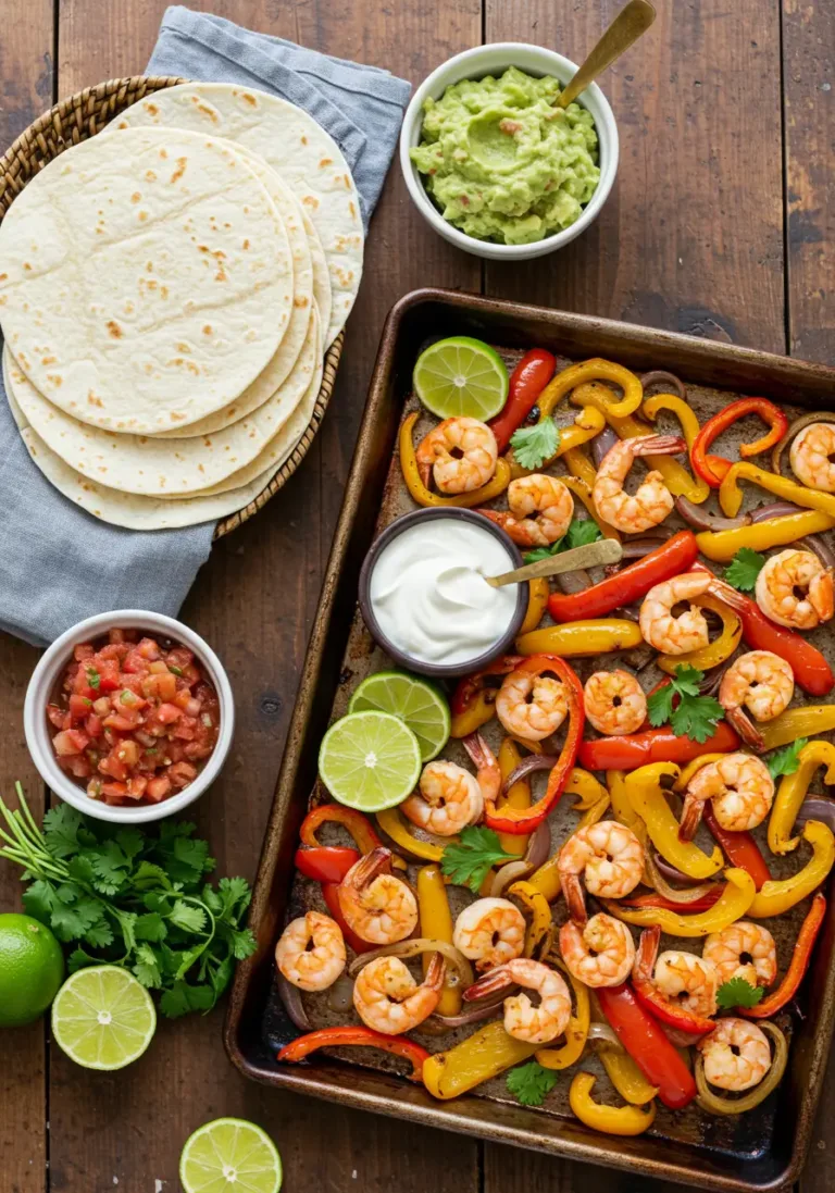 Sheet pan shrimp fajitas