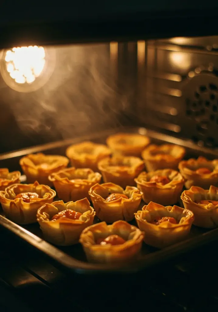 Easy salmon bites recipe served in golden phyllo cups with dill garnish