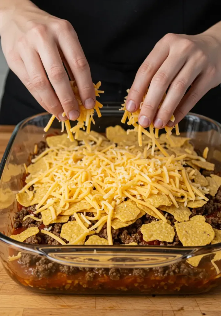 Layer the Cheese and Remaining Chips