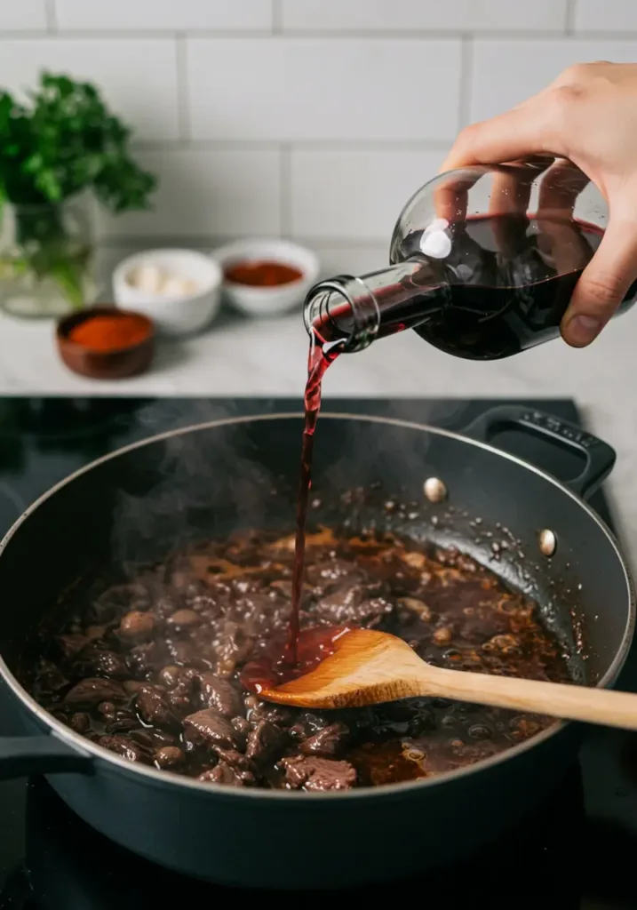 Deglaze and Create the Braising Liquid